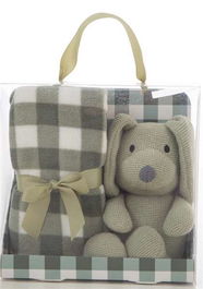 Creaciones Llopis Juguete Peluche Perro 26 cm con Manta a Cuadros 90x75 cm - Modelos Surtidos