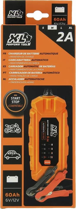 Xl Perform Tools Cargador de Batería para Coche 12V/2A 35W IP65 AAATI89084 - 3m, Protección Polaridad Inversa, Cortocircuito, Batería Defectuosa