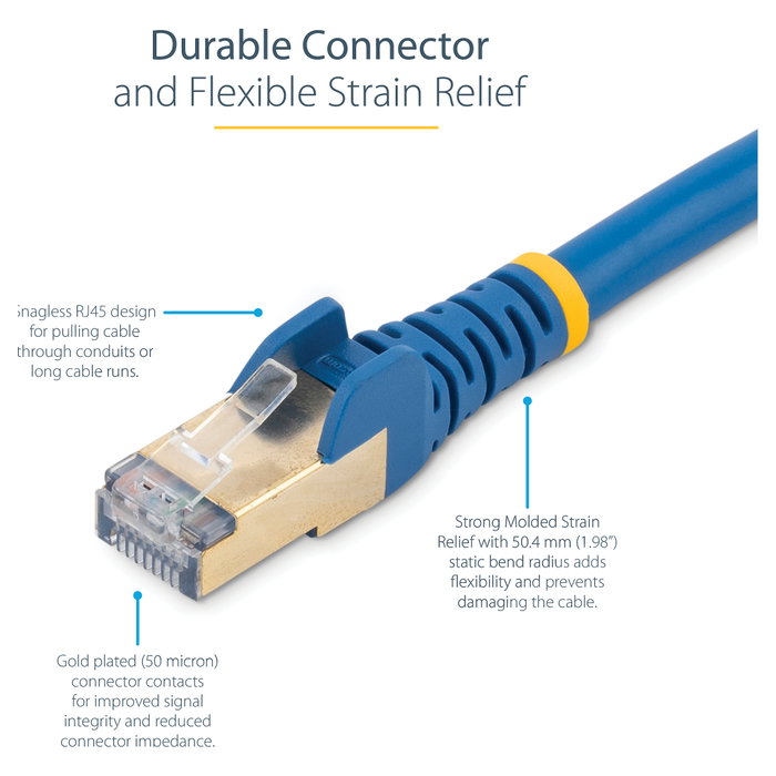 StarTech Cable de Red Cat6a STP de 3m Azul con Conector RJ45 Snagless
