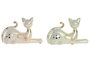 DKD Home Decor Figura de Gato en Resina, Surtido de 2 Modelos, Verde y Beige