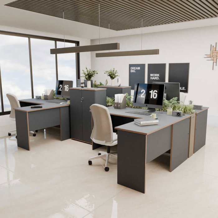 Hanah Home Rms-320-Ax-1 Mesa de Estudio con Tablero de Partículas Recubierto de Melamina, 160x75x144 cm, Antracita y Roble