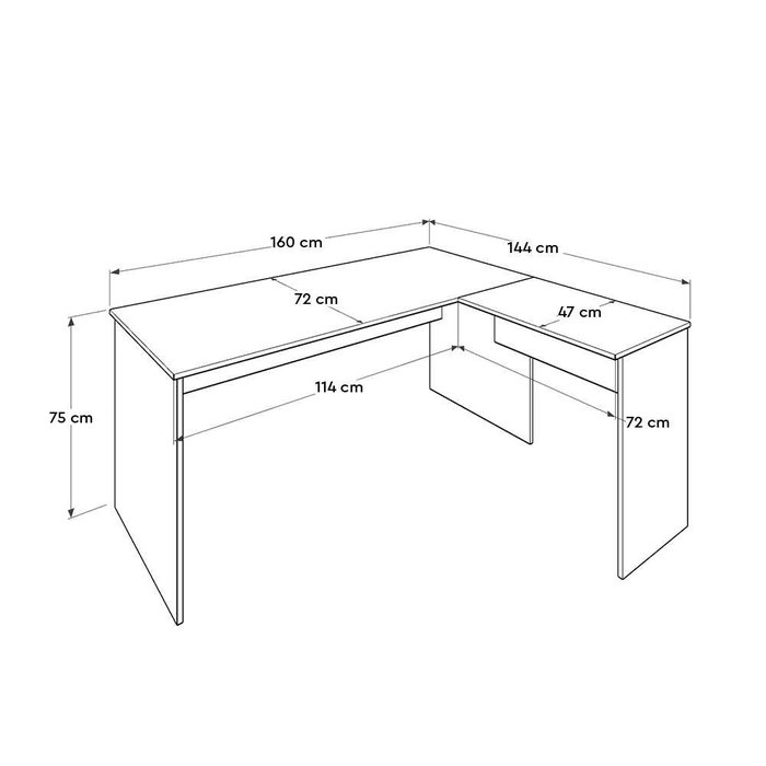 Hanah Home Rms-320-Ax-1 Mesa de Estudio con Tablero de Partículas Recubierto de Melamina, 160x75x144 cm, Antracita y Roble
