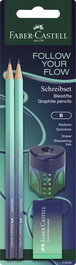 Lapiz De Grafito Faber-Castell - B Flow Buzzing Blue Set Blister De 2 + Goma + Afila (Set de 10)