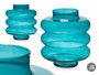 GIFTDECOR Jarrón de Cristal Triple Esfera Achatada Turquesa