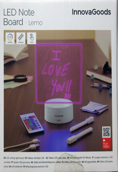 Tablero de Notas y Mensajes LED Lemo InnovaGoods Tablero de Notas y Mensajes LED Lemo InnovaGoods