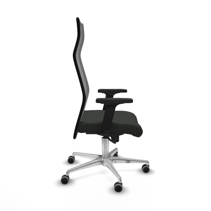PIQUERAS Y CRESPO Sillón Albacete con mecanismo Sincro, Tela Negra y Base de Aluminio
