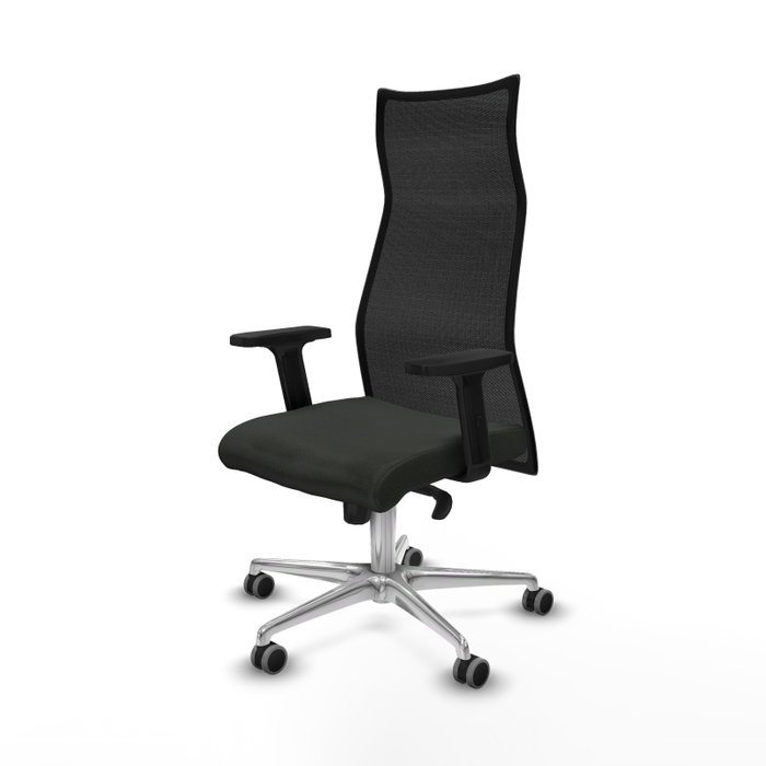 PIQUERAS Y CRESPO Sillón Albacete con mecanismo Sincro, Tela Negra y Base de Aluminio
