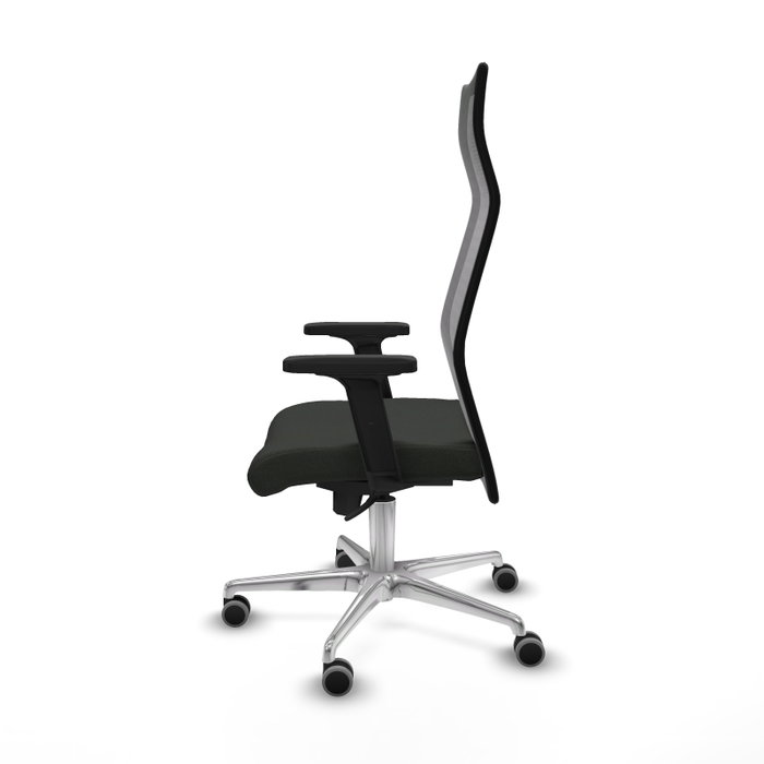 PIQUERAS Y CRESPO Sillón Albacete con mecanismo Sincro, Tela Negra y Base de Aluminio