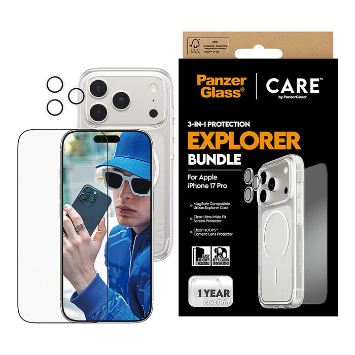 PanzerGlass CARE 3-in-1 Explorer Set para iPhone 17 Pro