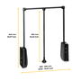 Emuca Colgador abatible para armario Hang, ancho regulable 600-830mm, Acero y Plástico, Pintado negro