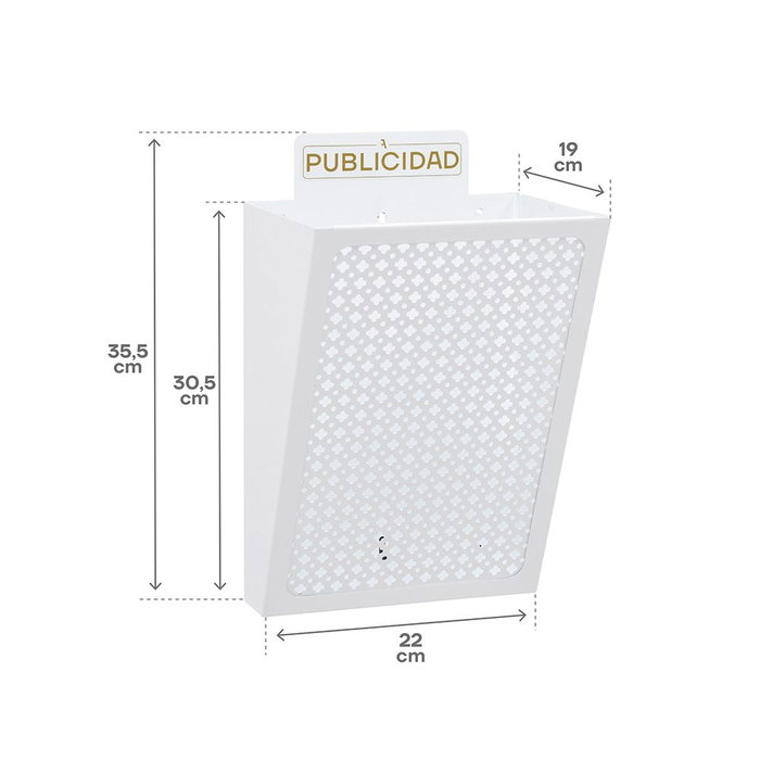 Arregui Cesta de Publicidad E2304, Acero Blanco para Exterior, 22 x 19 x 35.5 cm, Capacidad 7.5 Litros