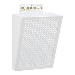 Arregui Cesta de Publicidad E2304 - Acero Blanco, 22 x 19 x 35,5 cm - Rejilla Frontal para Exterior, 7,5L Capacidad, Recogida Publicidad Exterior