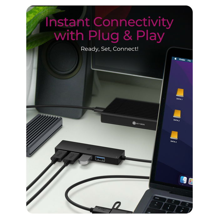 ICY BOX IB-HUB1424-C3 Hub USB-C con 4 Puertos USB 3.2 Gen 1 para Ordenador y Laptop