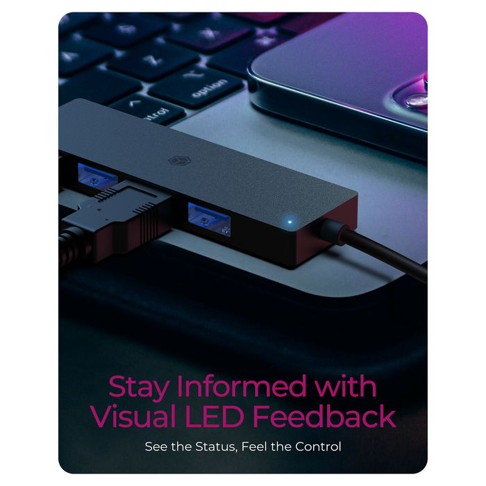 ICY BOX IB-HUB1424-C3 Hub USB-C con 4 Puertos USB 3.2 Gen 1 para Ordenador y Laptop
