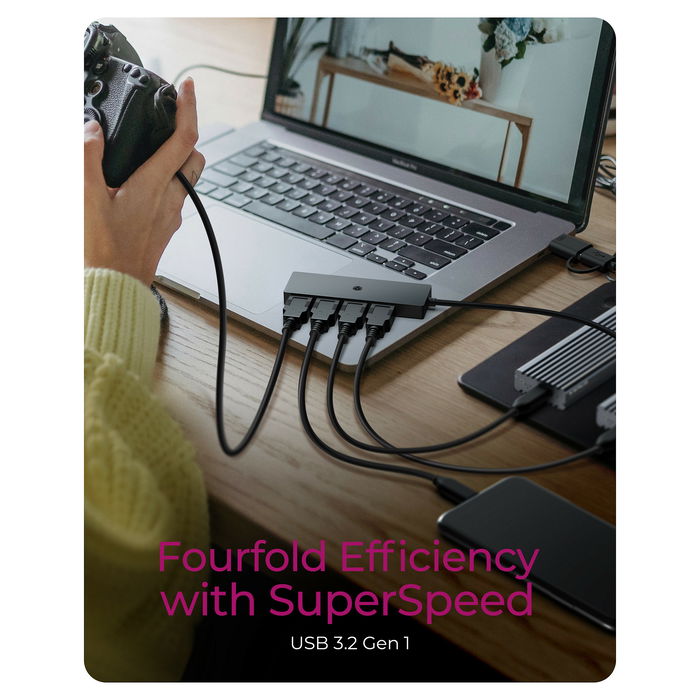 ICY BOX IB-HUB1424-C3 Hub USB-C con 4 Puertos USB 3.2 Gen 1 para Ordenador y Laptop