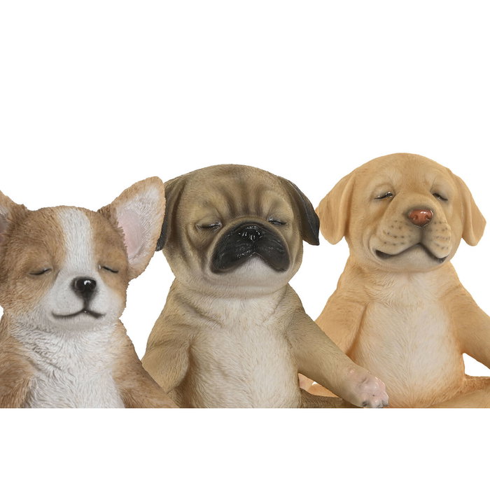 DKD Home Decor Surtido de 3 Figuras de Perro en Resina Marrón