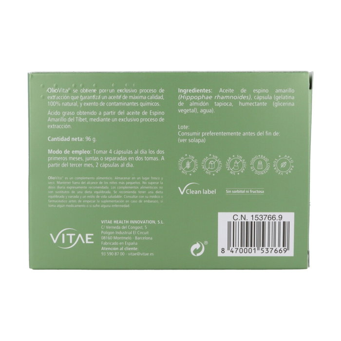Vitae OlioVita 120 Cápsulas 700mg (Omega 7) Vitae OlioVita 120 Cápsulas 700mg (Omega 7)