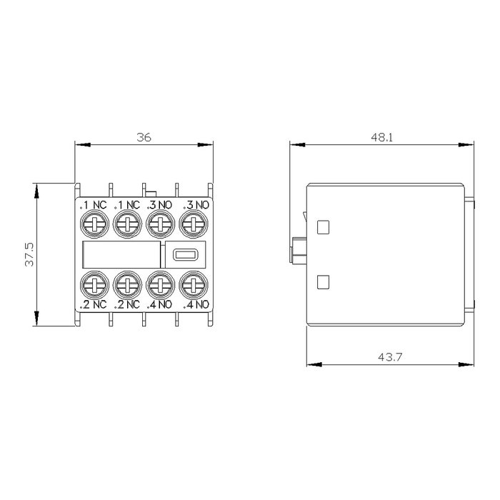 Siemens 3RH2911-1HA22 Bloque de contactos auxiliares 2S+2S S00/S0