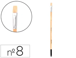 Liderpapel Pincel para Pintura al Óleo y Acrílica Nº 8 Punta Plana de Cerda Certificado FSC
