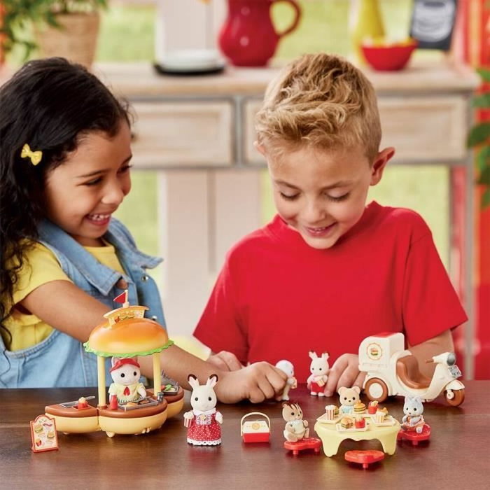 Sylvanian Families Juego de Catering - Puesto de hamburguesas - Papa Latte Cat y Scooter Sylvanian Families Juego de Catering - Puesto de hamburguesas - Papa Latte Cat y Scooter