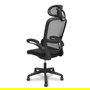 Silla de oficina Pro525 con mecanismo Basculante tapizada con Tela color Negro. Equipada con lumbar Fijo, Brazos abatibles, Cabecero 2D y Ruedas de nailon 50 mm