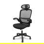 Silla de oficina Pro525 con mecanismo Basculante tapizada con Tela color Negro. Equipada con lumbar Fijo, Brazos abatibles, Cabecero 2D y Ruedas de nailon 50 mm