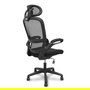 Silla de oficina Pro525 con mecanismo Basculante tapizada con Tela color Negro. Equipada con lumbar Fijo, Brazos abatibles, Cabecero 2D y Ruedas de nailon 50 mm
