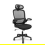 Silla de oficina Pro525 con mecanismo Basculante tapizada con Tela color Negro. Equipada con lumbar Fijo, Brazos abatibles, Cabecero 2D y Ruedas de nailon 50 mm