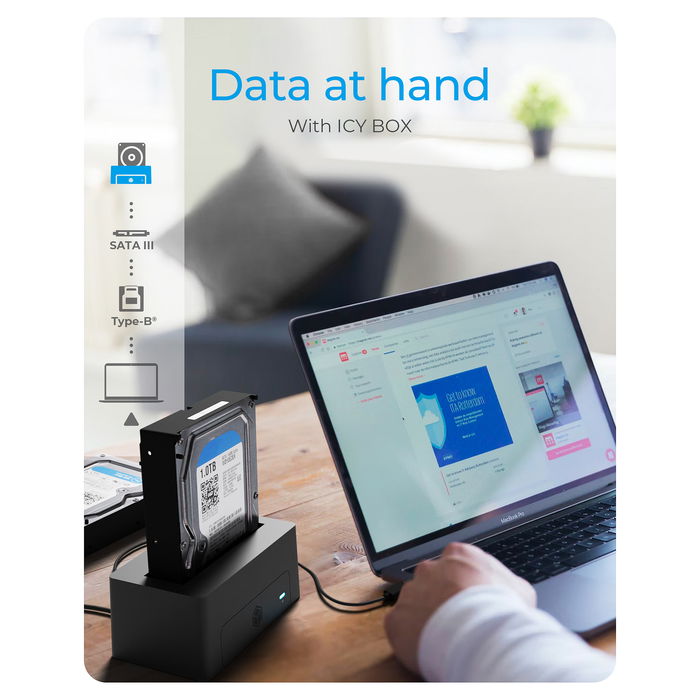 ICY BOX IB-1121-U3 Docking Station para 1x 2.5"/3.5" SATA I/II/III USB 3.2 Gen 1 Negro