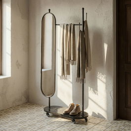 Espejo Recibidor Negro Metal-Mármol 80 X 32 X 175 cm