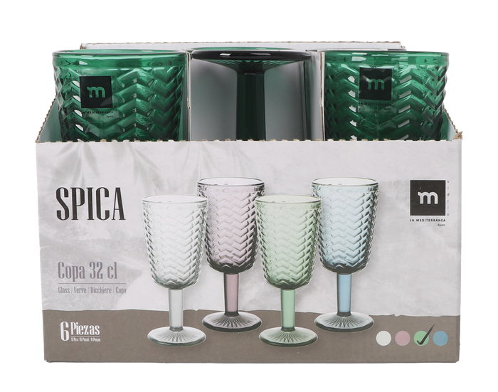 La Mediterranea Copa Spica 320 cc Verde Ø8x17.5 cm (36 Unidades)