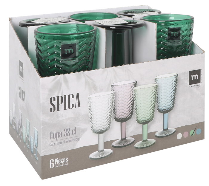 La Mediterranea Copa Spica 320 cc Verde Ø8x17.5 cm (36 Unidades)