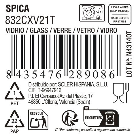 La Mediterranea Copa Spica 320 cc Verde Ø8x17.5 cm (36 Unidades)