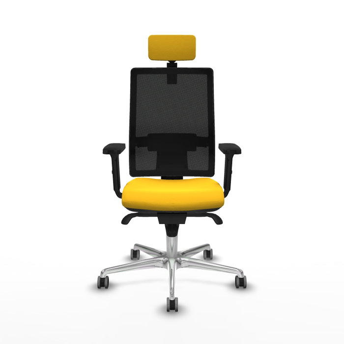 PIQUERAS Y CRESPO Silla de oficina Horna con mecanismo Sincro, Similpiel Amarillo y Malla Negro