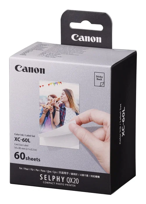 Canon XC-60L Papel de Sublimación Tamaño 5.4x8.5 cm, Paquete con 60 Hojas para Impresión de Fotos y Recuerdos