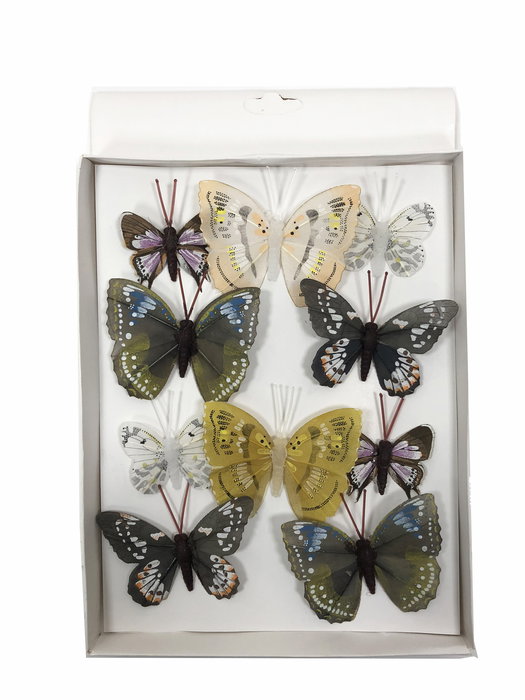 Oplante Caja de 10 Mariposas Surtidas para Arreglos Florales, Bodas y Hogar Oplante Caja de 10 Mariposas Surtidas para Arreglos Florales, Bodas y Hogar