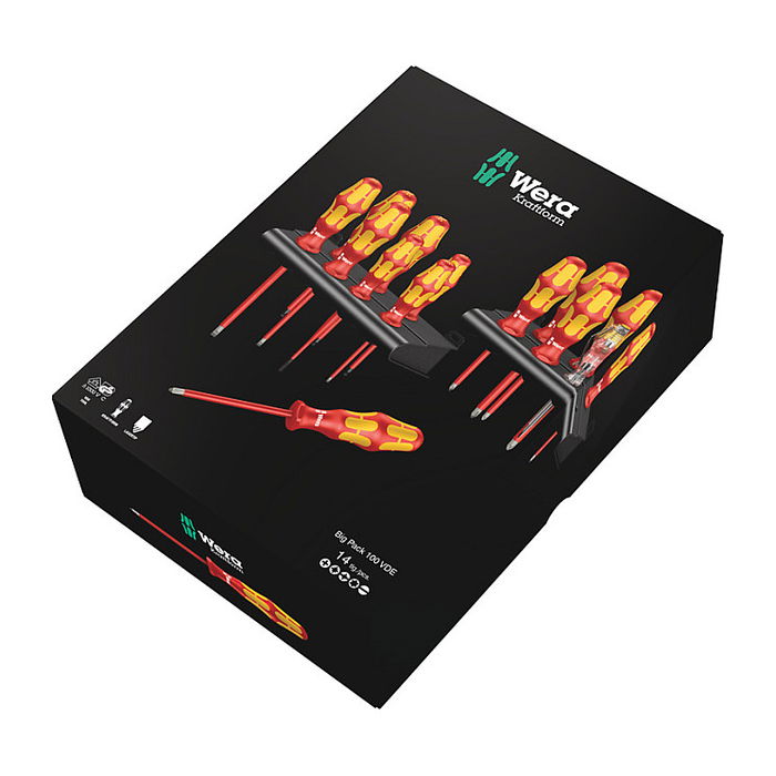 Wera 05105631001 Kraftform Big Pack 100 VDE Juego de Destornilladores con Aislamiento (14 Piezas, Phillips, Pozidriv, Torx) Wera 05105631001 Kraftform Big Pack 100 VDE Juego de Destornilladores con Aislamiento (14 Piezas, Phillips, Pozidriv, Torx)