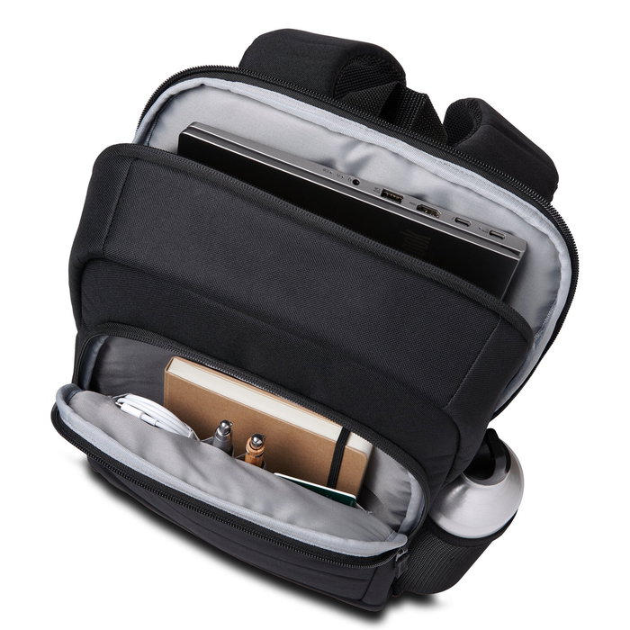 Kensington K60391WW Mochila para Portátil 14" Negro EQ - Compartimento Acolchado, Fabricada con Poliéster Reciclado PET de Botellas, Correas Transpirables, Ligera