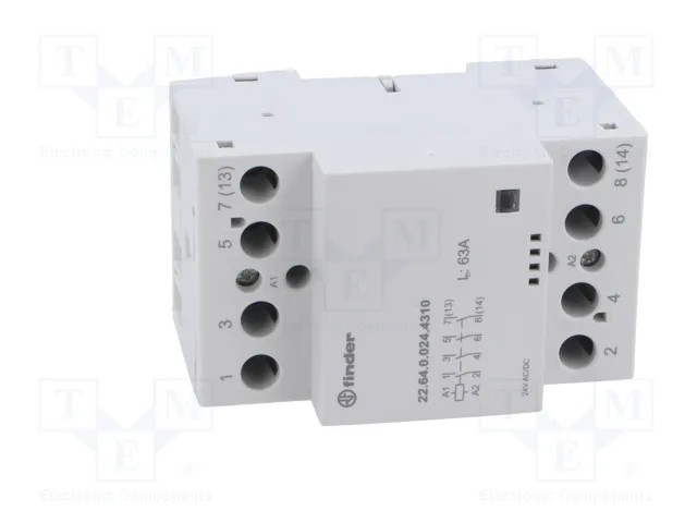 FINDER Contactor 4-polar de instalación 63A 24VAC/24VDC NO x4 IP20 FINDER Contactor 4-polar de instalación 63A 24VAC/24VDC NO x4 IP20