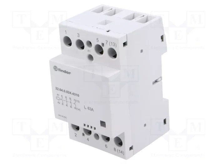 FINDER Contactor 4-polar de instalación 63A 24VAC/24VDC NO x4 IP20 FINDER Contactor 4-polar de instalación 63A 24VAC/24VDC NO x4 IP20