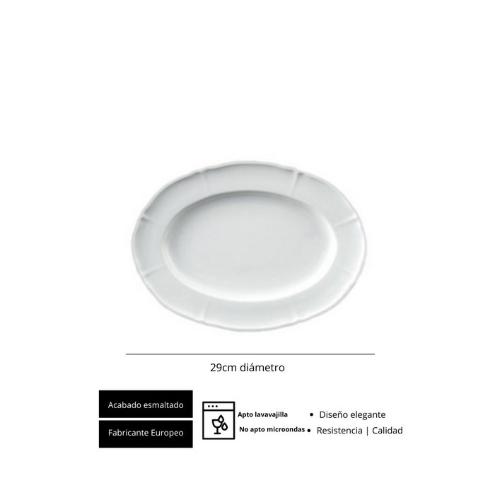 Langenthal Fuente Oval Barroco - Fuente de porcelana ovalada para vajilla, 29x22 cm (Set de 6)