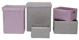 DKD Home Decor Cesta Basicos Set de 5 Rosa Plateado 36 x 50 x 44 cm
