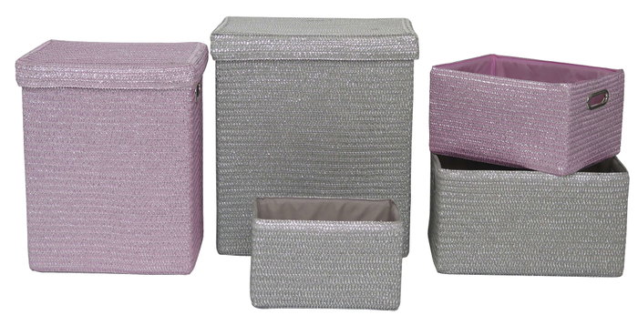 DKD Home Decor Cesta Basicos Set de 5 Rosa Plateado 36 x 50 x 44 cm DKD Home Decor Cesta Basicos Set de 5 Rosa Plateado 36 x 50 x 44 cm