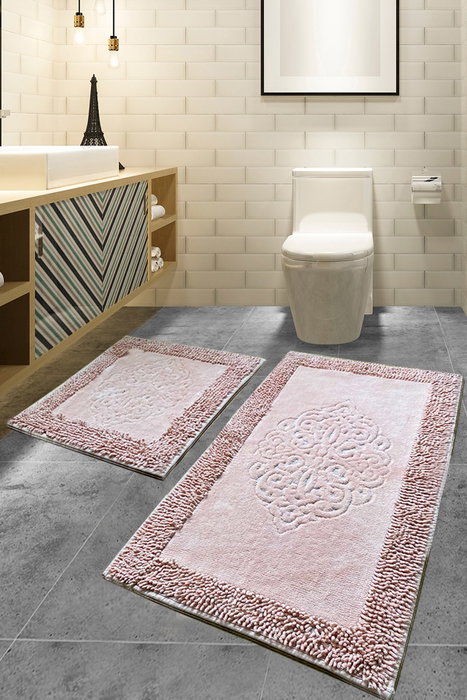 Mijölnir Juego de Alfombrillas de Baño de Algodón 100%, Antibacterianas y Antideslizantes, 50x60 cm y 60x100 cm, Lavables a Máquina, 1600 gr/m²