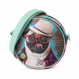 Karactermania Krazymals Bolso Bandolera Redondo Pug Marrón 18x18x6cm