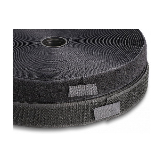 DeLOCK Cinta de gancho y bucle de alta resistencia 25 m x 25 mm negro