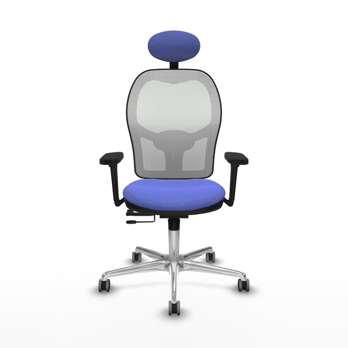 PIQUERAS Y CRESPO Silla de oficina Jorquera con mecanismo Sincro/Traslack, Azul claro y Blanco