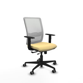 PIQUERAS Y CRESPO Silla de oficina Haches con mecanismo Sincro/Traslack, Crema y Blanco