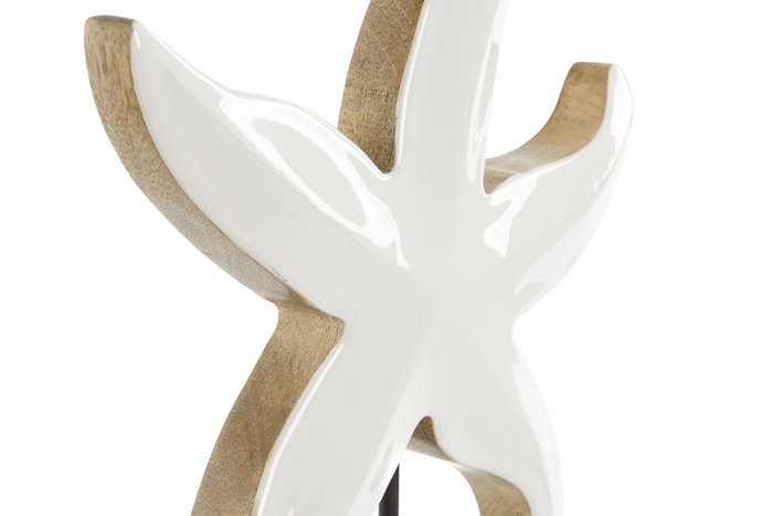 DKD Home Decor Decoración Estrella de Mango y Metal Blanco 18x5x28 cm
