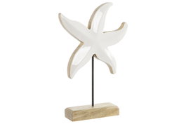DKD Home Decor Decoración Estrella de Mango y Metal Blanco 18x5x28 cm